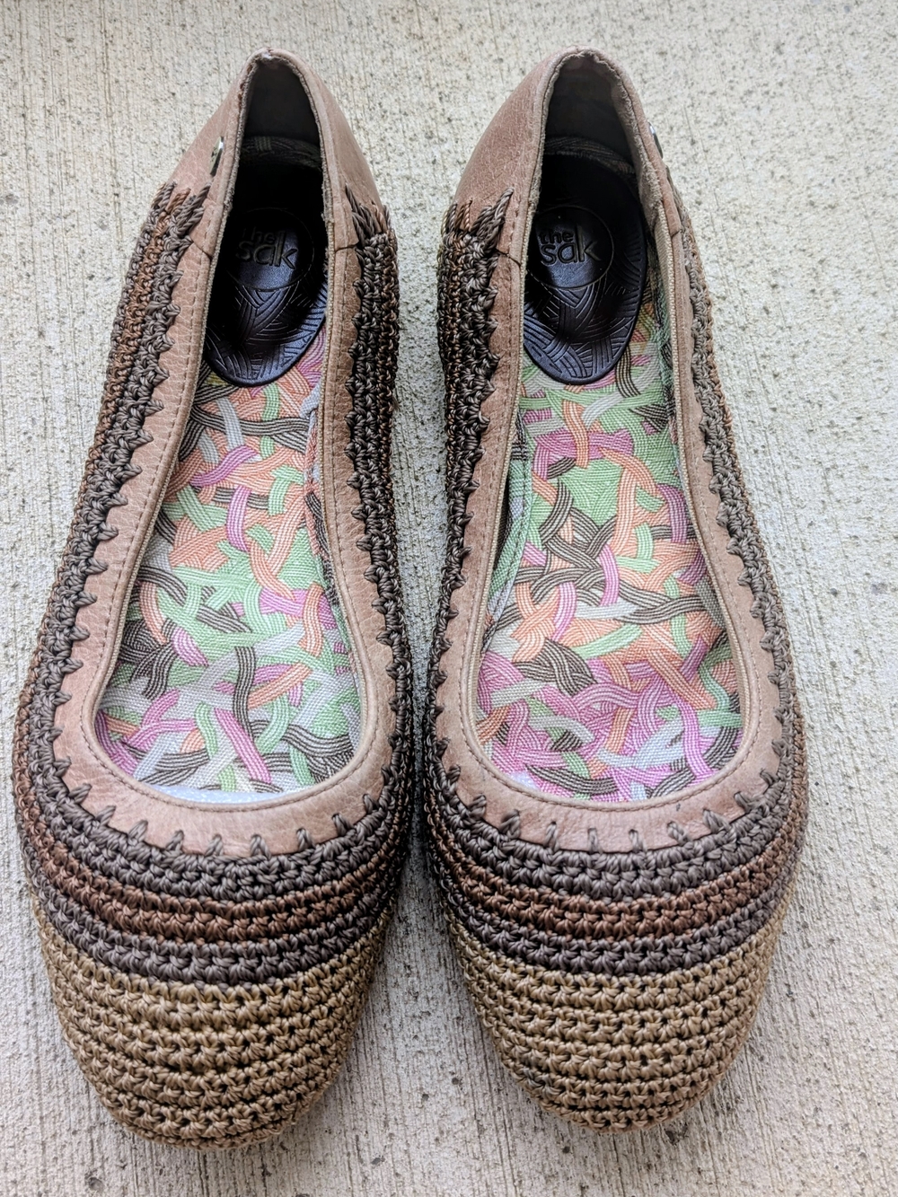 The Sak Brown & Tan Crochet Ballet Flats with Multicolor Insole